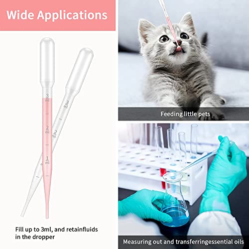 Image of G2PLUS 200PCS 3ml Disposable Plastic Transfer Pipettes, Calibrated Pipettes Dropper for Liquid, Science Laboratory, Essential Oils, Experiment, Make up Tool