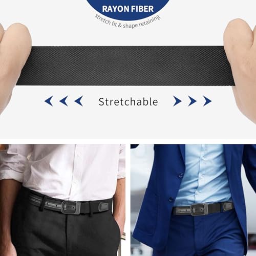 Stretch Golf Belt for Men – TSA Approved, Hypoallergenic, Non-Metal, Black Nylon with Leather Tab 1.38"4