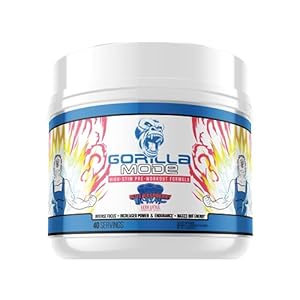 Gorilla Mode [Signature Series] Pre Workout -Very High Stim · Aggressive Energy · Massive Pumps – L-Citrulline, L-Tyrosine, Beta Alanine, Betaine, Alpha GPC, N-Phenethyl Dimethylamine -Blue Raspberry
