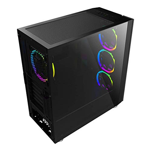 Image of Ant Esports ICE-511 MAX Mid Tower Mesh Computer Case I Gaming Cabinet Supports E-ATX, ATX, Micro-ATX, Mini-ITX MB with Sliding Tempered Glass Side Panel, 3 x 120mm Auto-RGB Front & 1 x120mm Fan, black