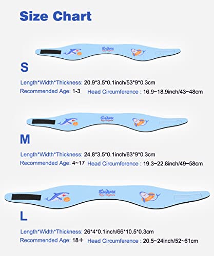MoKo Swimming Headband for Kids, Cute Cartoon Swim Headband Ear Band for Kids Keep Water Out Waterproof Ear Protection Band for Bathing Swimming Ear Band for Kids Age 4-17 M Size, Blue & Shark - Image 4