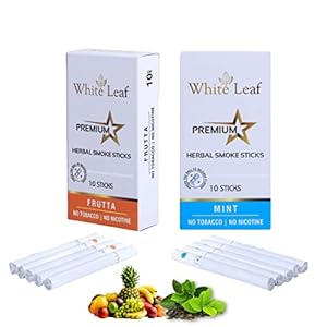 White Leaf Premium Herbal Smokes Cigarettes – Tobacco and Nicotine Free Combo Pack of Frutta, Mint Flavour Smoke (20…