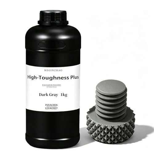 MDJINZHAO High Toughness 405nm UV 3D Printing Resin, High Impact High Strength Fracture & Heat Resistant for LCD DLP SLA 3D Printers, DIY Miniatures Industrial Prototype, Dark Gray 1000g