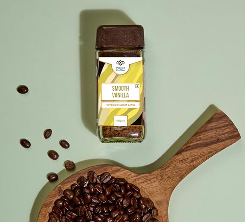 Image of Planet Coffee | SMOOTH Vanilla Coffee | 100 Gms Jar | Pure Arabica | Freeze-Dried Instant Coffee | No Added Sugar | Makes 50 Cups | Medium Roast | Flavoured Coffee