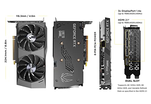Image of ZOTAC Gaming GeForce RTX 3050 Twin Edge OC 8GB GDDR6 128-bit 14 Gbps PCIE 4.0 Gaming Graphics Card, IceStorm 2.0 Advanced Cooling, Freeze Fan Stop, Active Fan Control, ZT-A30500H-10M