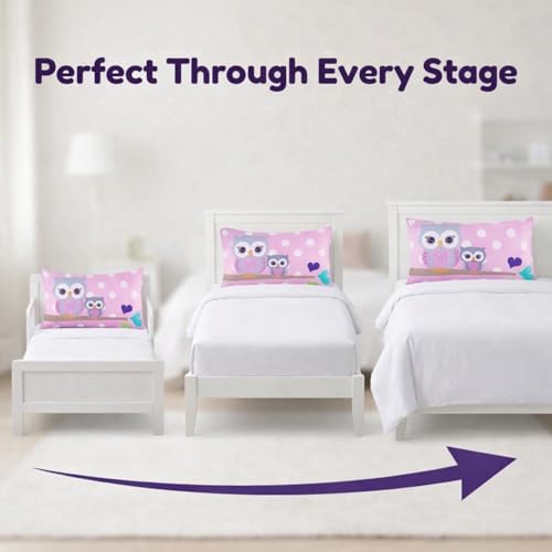 Image of Everyday Kids 2-Pack Standard Size Pillowcases fit Pillows 20 x 26 inch -100% Soft Breathable Microfiber - Perfect for Toddler Little Girl Twin /Full Size Bed - Owls