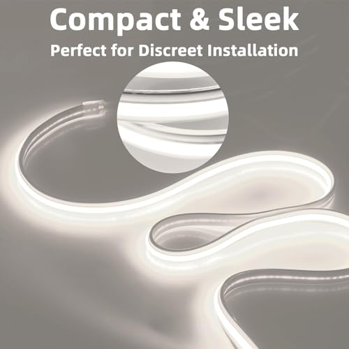 Image of LED Lights 9.84FT, Adhesive LED COB Strip Lights 3 Meter AC 110V 120V Flexible Bright LED Strips Lights Cold White 6000K 240LEDs /m Tape Lighting for Bedroom Outdoor