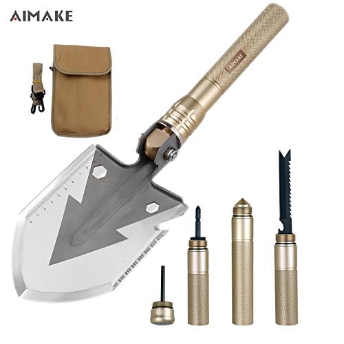 aiMaKE Super High Strength Military Folding Shovel with Carrying Pouch for...