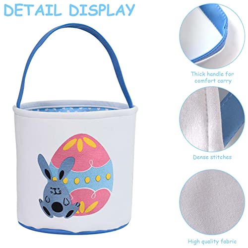 Image of Easter Basket Bags, WOVTE Bunny Easter Basket, Easter Eggs /Gift Baskets for Kids, Bunny Bucket for Easter Eggs,Toys, Candy,Gifts (Blue)