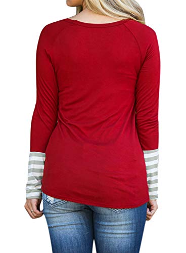 For G and PL Women Casual Letter Print Long Sleeve Blouse Striped Christmas Cotton Top Baby XXL