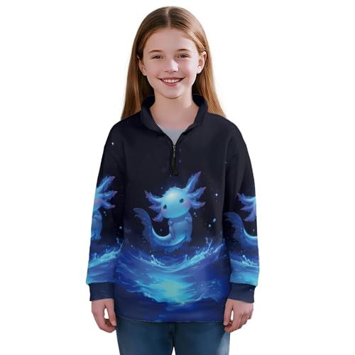 Image of AmzPrint Girls Graphic Quarter Zip Coat Long Sleeve Lightweight Oversized Athletic Running Hoodies For Kids Teen Girls