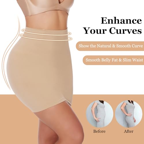 Image of JOYSHAPER Half Slip Skirt for Women Under Dresses Tummy Control Shapewear Dress Slip with Built-in Thong