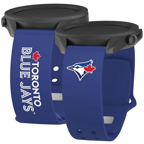 Game Time Toronto Blue Jays Iconic Edition HD Watch Band Compatible with Fitbit Versa 3 & Sense 1 (20mm Short)
