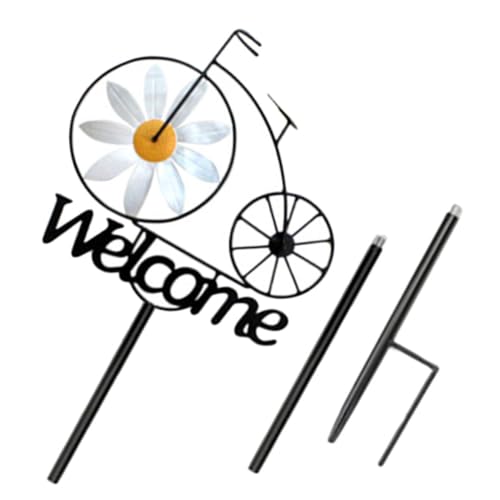 DECHOUS Piquet Décoratif en Fer 1 Pièce pour Jardin, Décoration de Pelouse Motif Vélo Style Campagne Américaine, Panneau de Jardin Extérieur Résistant...