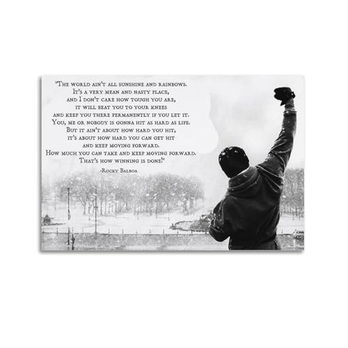 YEESUXII Rocky Balboa - Póster de película motivacional para decoración de pared para gimnasio, club, hombre, cueva, oficina, sala de estar, dormitorio, moderno, decoración de pared para el hogar, 40