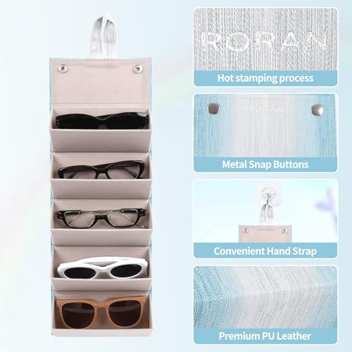 Image of Sunglasses Organizer, Portable Eyeglasses Holder Glasses Storage Box for Women Men, Folding Case Hard Shell, Gradient Design