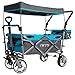 IMLEX Bollerwagen IM4268 Azurblau mit Schiebe und Zieh Funktion mit breiten Verchromter Räder und Klappbaren Hecktasche
