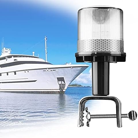 LED Navigation Signal Light Marine, Yacht Accessory Tools with Solar Light Source, IP65 Waterproof Design, Easy To Install for Rod Within 6cm (Color : White) Cover