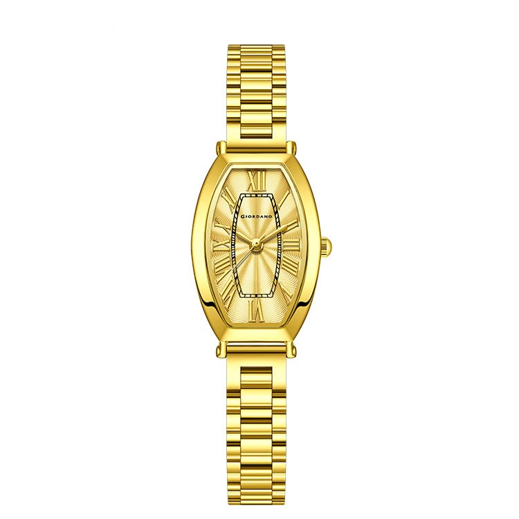 Image of Giordano Silver Oval Shape Dial Watch for Women - Elegant Roman Numerals, Stainless Steel Strap, Sleek Analog Design