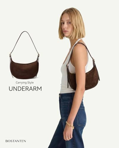 Image of BOSTANTEN Purses for Women Crescent Crossbody Bag Vegan Leather Shoulder Hobo Handbag Adjustable Strap