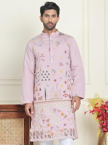 Image of Jompers Floral Embroidered and Sequins Kurtas (Purple, 3XL)