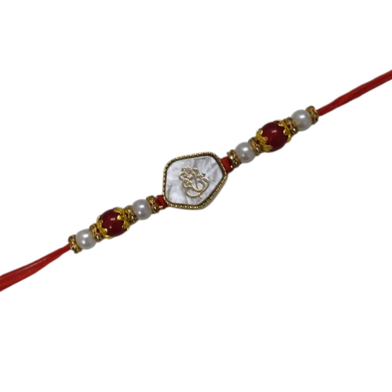 Santosh Enterprise Traditional Rakhi with Lord Ganesha Design, Red Thread & Beads-image-35