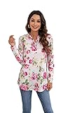 【Características】: blusas con cuello en V para mujer, un elegante escote de muesca que se puede poner y quitar fácilmente sobre la cabeza, túnica informal con dobladillo curvo y manga enrollada ajustable, blusas sexy con estampado floral de manga larga para mujer del ajuste regular, tops elegantes para mujer. Perfecto para usar en primavera, verano, otoño, invierno.