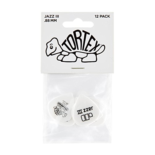 Jim Dunlop 478P.88 Tortex® White Jazz III, 0,88 mm, pacote com 12 jogadores