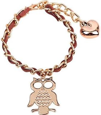 Fashion Cartoon Owl and Heart Pattern Alloy Fabric Charm Bracelet