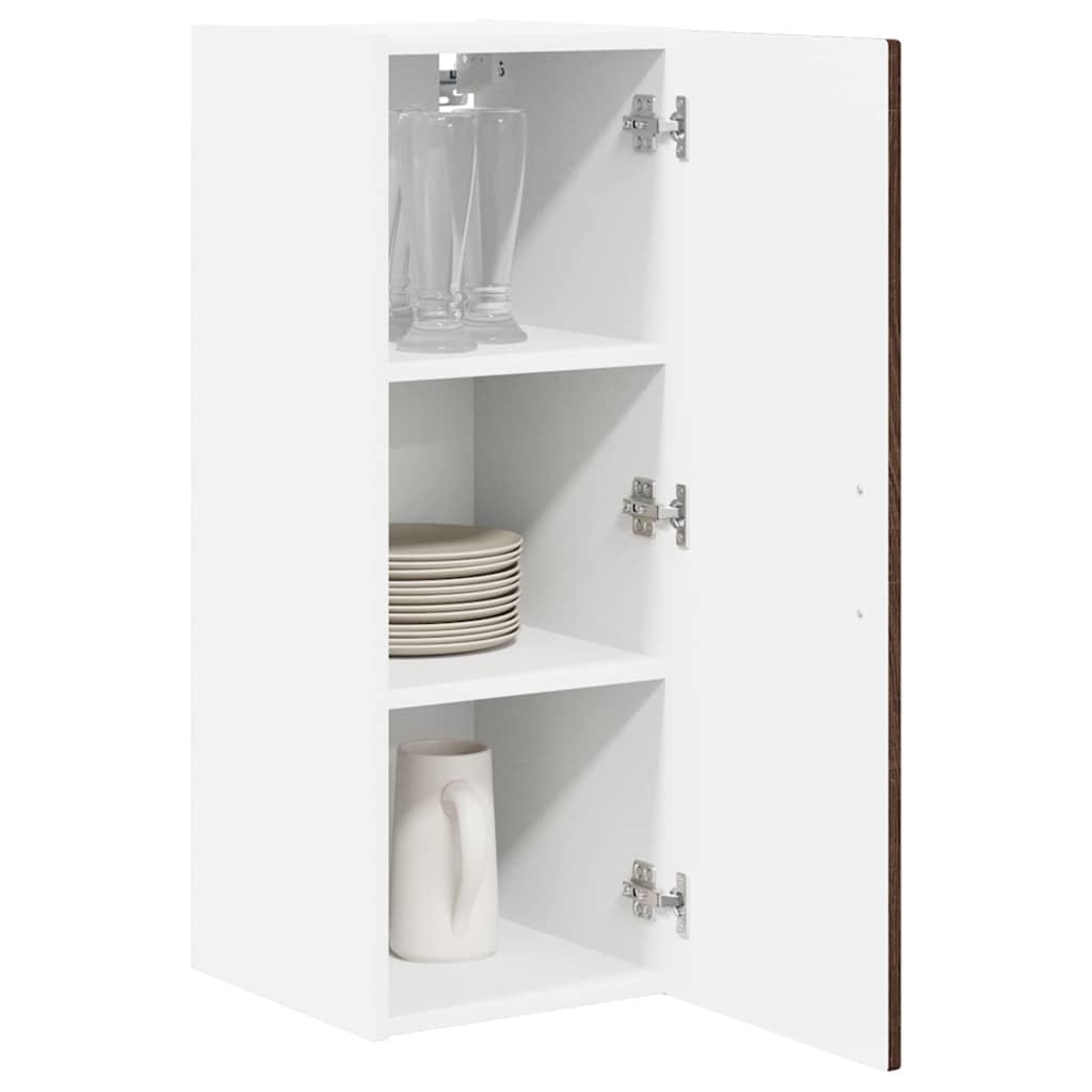Küchen-Wandschrank, Küchenhängeschrank aus Holzwerkstoff in Braun Eichen-Optik, 40 x 31 x 80 cm, Hängeschrank mit 2 Türen und 3 Regalfächern für Moderne Küchenorganisation
