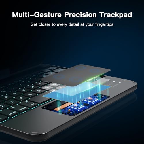 Image of RAYMCRAFT Keyboard Case for iPad mini 7 /6 8.3-inch, Trackpad, 360 Rotating | 360 Rotating Keyboard Case for mini 7(A17 Pro) 2024 & 6 (2021) 8.3 inch, 7 Color Backlit, Black, Perfect for Travel, Study, Work