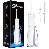 Pulsefell Jet Dentaire Hydropulseur Portable, 300 ML USB Rechargeable Sans Fil Hydropulseur Dentaire avec 4 Embouts et 4 Modes, étanche IPX7 Water Flosser pour Domicile et en Voyage (Blanc)