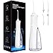 Pulsefell Jet Dentaire Hydropulseur Portable, 300 ML USB Rechargeable Sans Fil Hydropulseur Dentaire avec 4 Embouts et 4 Modes, étanche IPX7 Water Flosser pour Domicile et en Voyage (Blanc)
