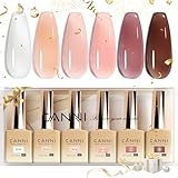 CANNI 9ml Hema-Free Fall Gel Nail Polish Set- 6Pcs Jelly Nude Pink Neutral Transparent Milky White Colors Gel Polish Kit, Soak Off LED Nail Gel Manicure Kit DIY at Home Salon Gifts for Women Girls