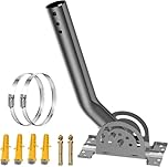 Heavy Duty Antenna Pole Mount, 160° Adjustable Stainless Steel J-Mount Bracket Mast for Outdoor Antennas, Weather Stations, WiFi Access Points - Universal Pole/Wall Mount (12''H-1.38" Dia)