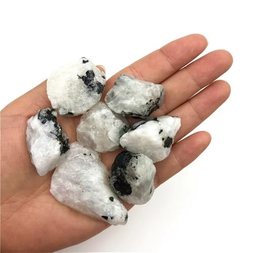 Stone 1PC White Moonstone Blue Flash Tumbled Stone Crystal Rockstone Rough(30-40g)