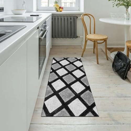 Alfombra de pelo corto premium en patchwork gris texturizado 5