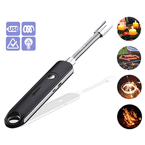 AIDUE Encendedor eléctrico de Velas Encendedor USB Recargable Encendedor a Prueba de Viento sin Llama para Barbacoa, Camping, Hogar, Cocina, Actividades al Aire Libre
