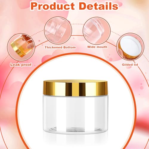 32 Pack 5 oz Plastic Jars with Gold Lids, Clear Empty Body Butter Containers Travel Size Cosmetic Bottles for Make Up and Food Storage4