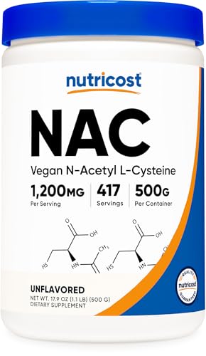 Nutricost N-Acetyl L-Cysteine (NAC) Powder 500 Grams Vegan Gluten-Free