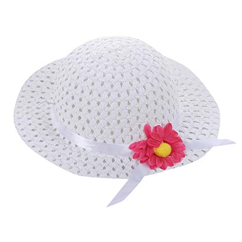 Kids Boys Girls Sunhats Baby Visor Hat Summer Beach Hats Sun Flower Floral Straw Hat Easter Gifts White