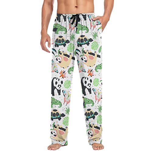 Cute Sloth Turtle Panda Pajama Pants Zoo Animals Men's Pajama Bottoms Lounge Sleepwear PJs Casual Sleep Pants XL4