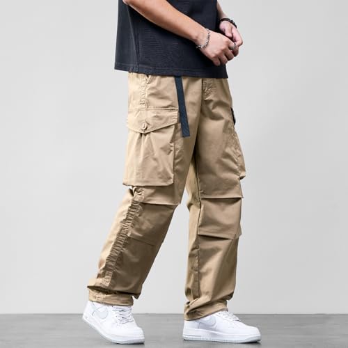 EnllerviiD Men's Baggy Cargo Pants Elastic Waist Relaxed Fit Work Pant Casual Outdoor Trousers with Pockets3