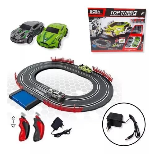 KAHUMBO Electric High-Speed Slot Car Race Track Sets,1:43 Scale Dual Race Track with 2 Slot Cars and 2 Hand Controllers,Race Track for 6 7 8 9 10 11 12 Boys Girls (180 CM) 1
