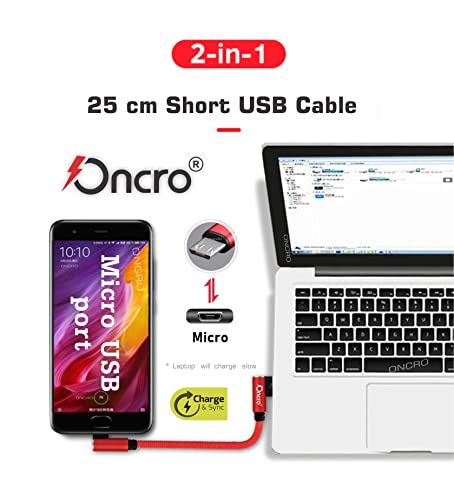 Image of Red braided 90 degree right angle l shape usb cable data fast charging micro short power bank samsung galaxy vivo oppo android smartphones mini 25cm use wall charger wire cord strong 4a plug