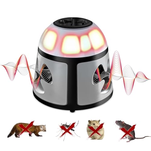 Repulsif Souris et Rats 360° Appareil Ultrason Souris avec Lumière LED Plug in Repulsif Souris...