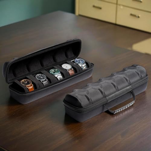Image of Akura 5 Watch Organizer Box Travel case with Sponge Pillow for 5 Watches (Black)