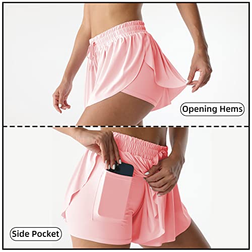 Image of Flowy Athletic Shorts for Women Running Tennis Butterfly Shorts Girls 2-in-1 Double Layer Quick-Drying Comfy Shorts