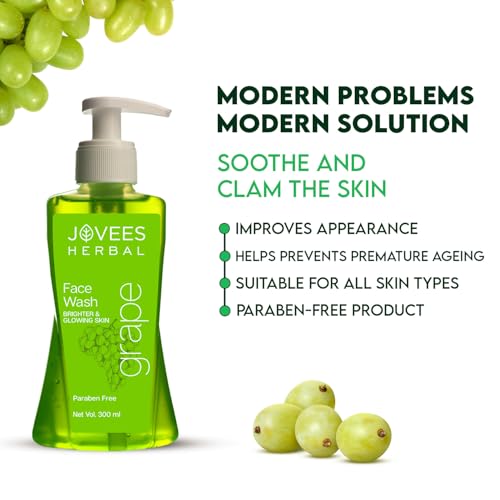 Image of Jovees Herbal Grape Face Wash With Grape Seed & Orange Peel Extracts | For Brighter & Glowing Skin | Reduces Uneven Skin Tone & Fine Lines | For All Skin Types 300ml