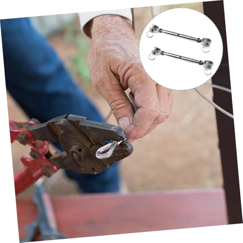 LIFKOME 2 piezas Tensores para cables con quijada de acero inoxidable para ajuste pesado de cables para uso industrial y náutico resistente a la corrosión miniatura 5